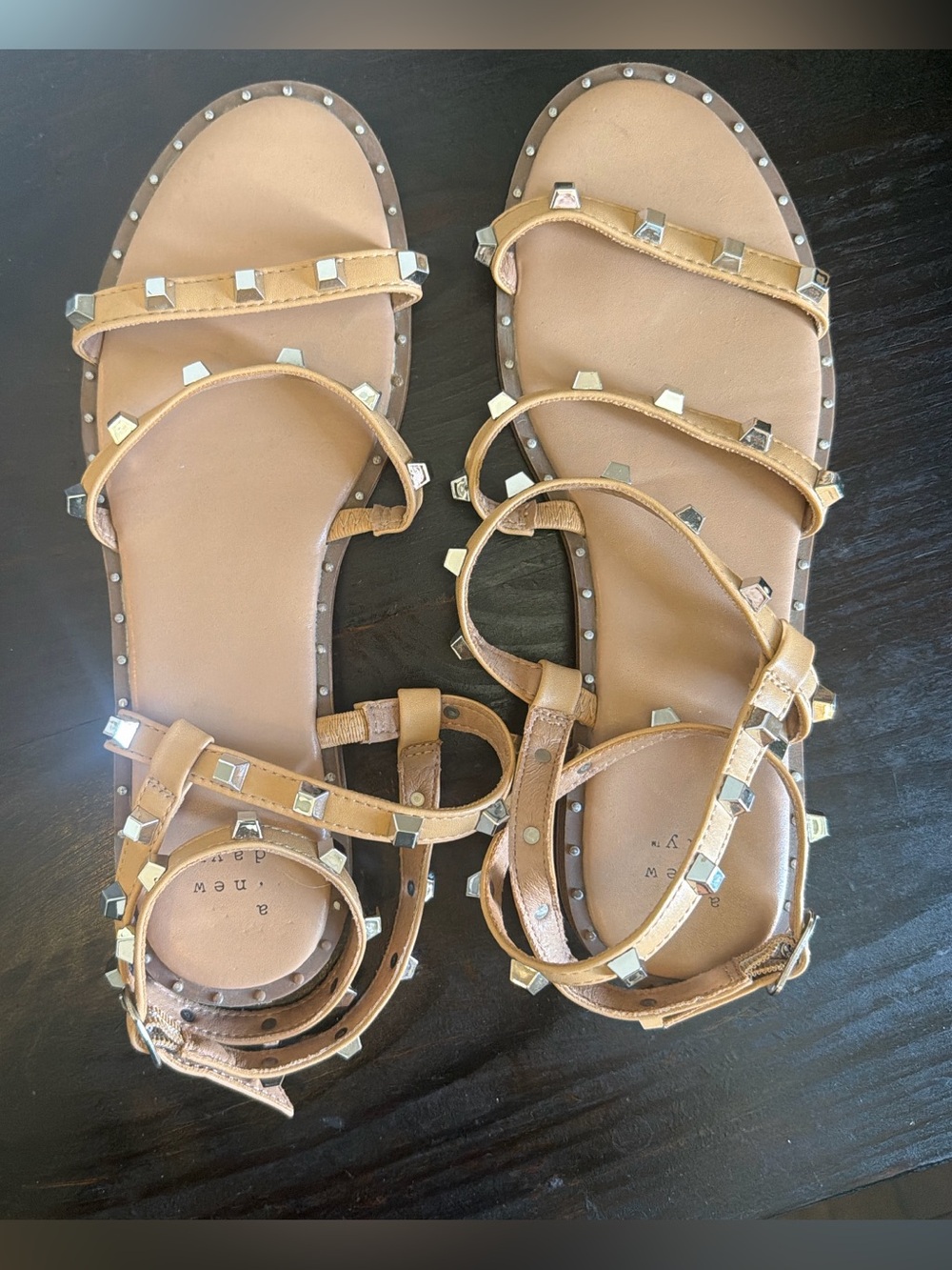 a new day Tan Studded Multi-Strap Flat Sandals